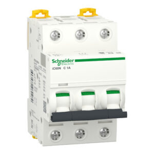 INTERRUPTOR TERMOMAGNETICO 3X1A, 50KA/220V, ACTI 9, iC60N, CURVA C
